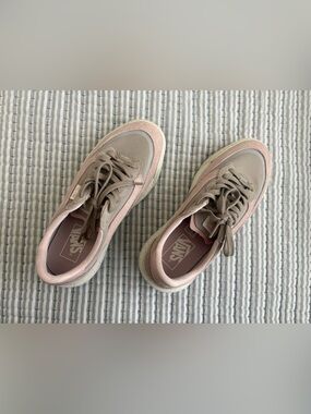 Vans Women's Pink and Taupe Low-Top Sneakers